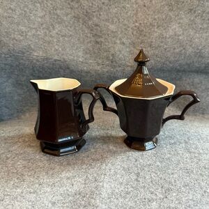 Vintage Independence Ironstone Sugar Creamer Brown Interpace Japan Nikko